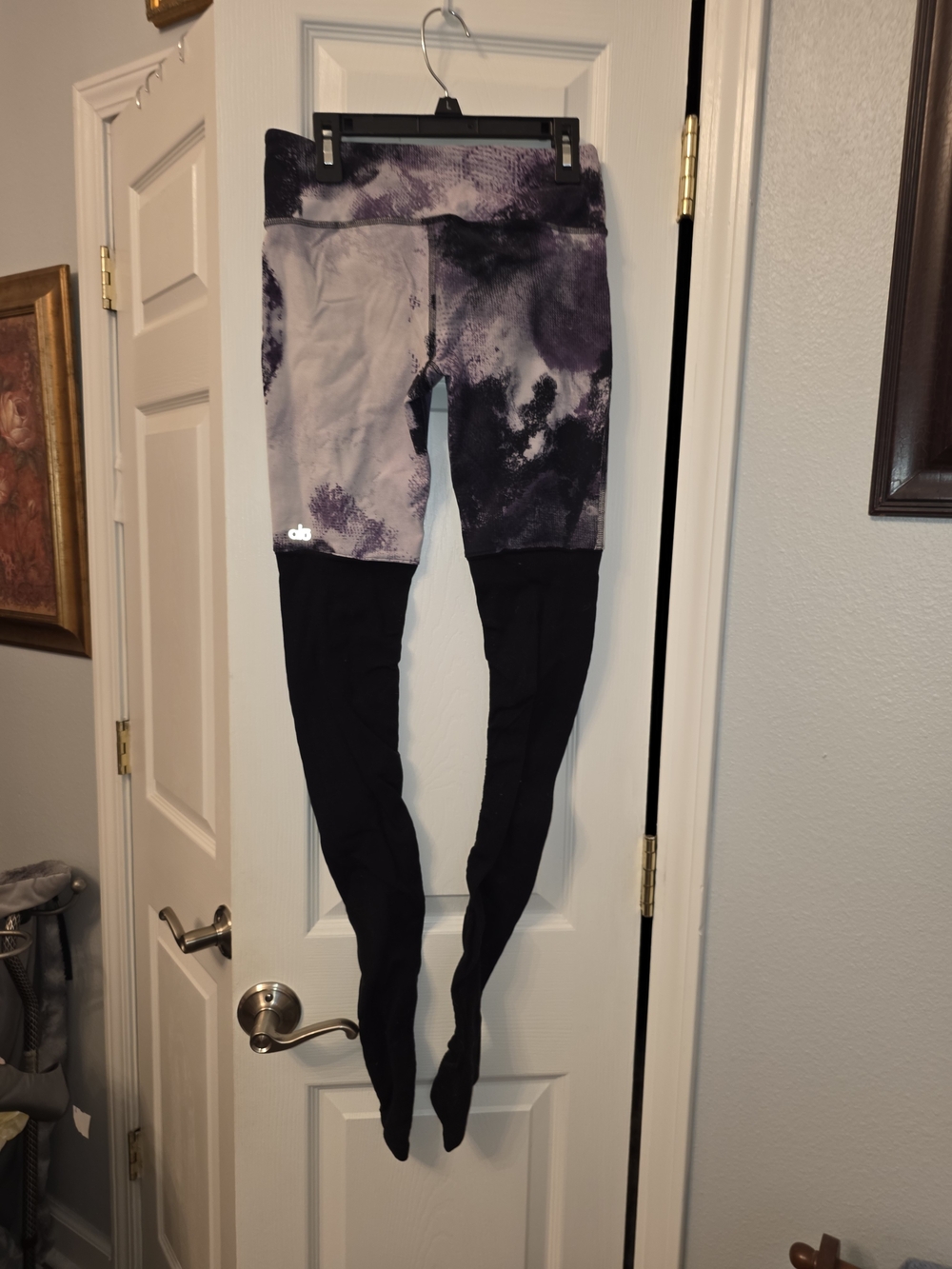 ALO Yoga Purple Tie-Dye Shorts with Black Attached Leggings